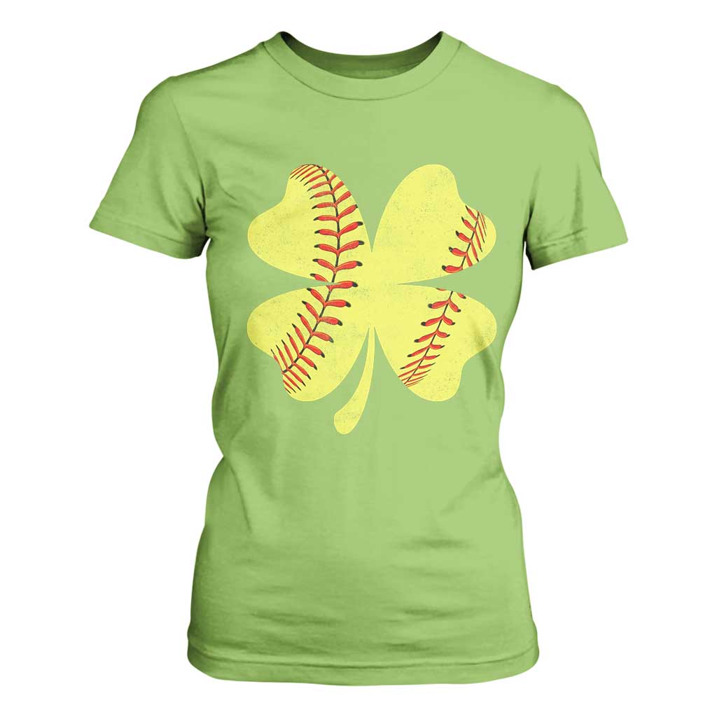 Softball St Patricks Day Irish Clover Sport T Shirt For Women TS11 Lime Print Your Wear