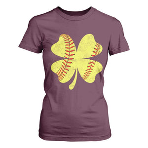 Softball St Patricks Day Irish Clover Sport T Shirt For Women TS11 Maroon Print Your Wear
