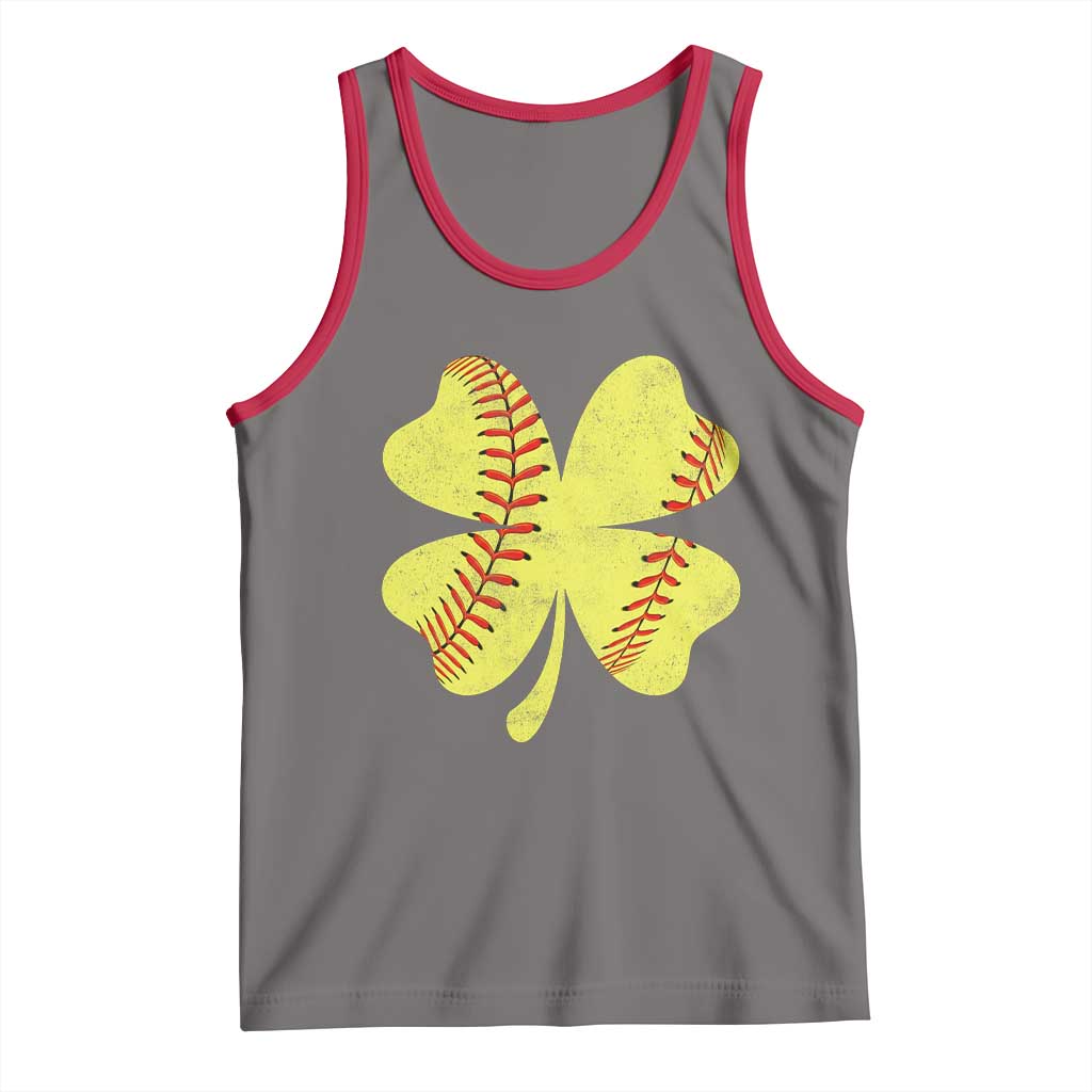 Softball St Patricks Day Irish Clover Sport Tank Top TS11 Deep Heather Red Print Your Wear