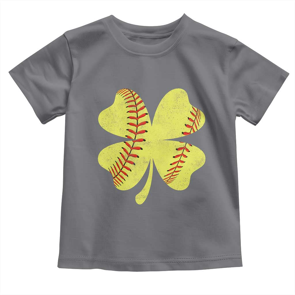 Softball St Patricks Day Irish Clover Sport Toddler T Shirt TS11 Charcoal Print Your Wear