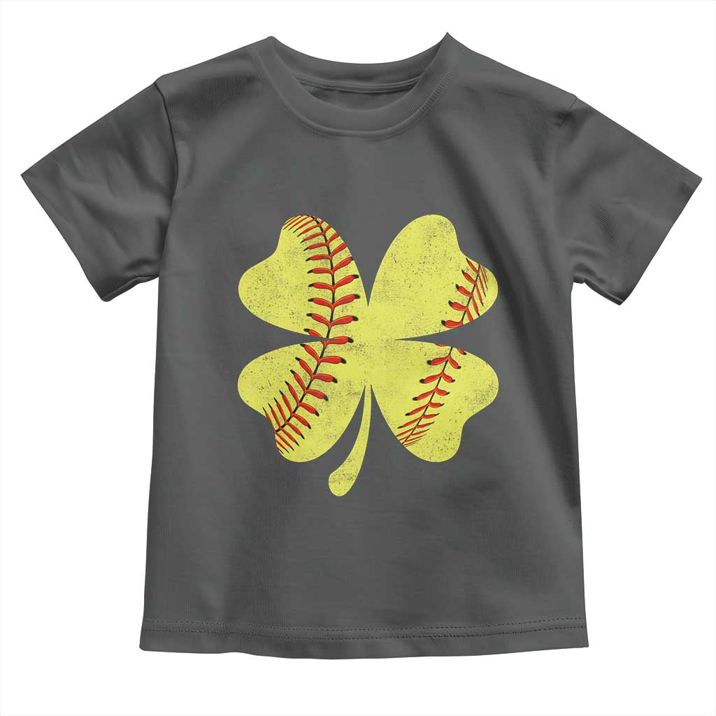 Softball St Patricks Day Irish Clover Sport Toddler T Shirt TS11 Dark Heather Print Your Wear
