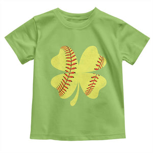 Softball St Patricks Day Irish Clover Sport Toddler T Shirt TS11 Lime Print Your Wear