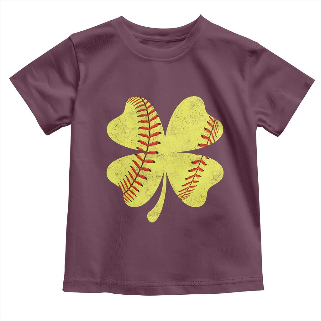 Softball St Patricks Day Irish Clover Sport Toddler T Shirt TS11 Maroon Print Your Wear