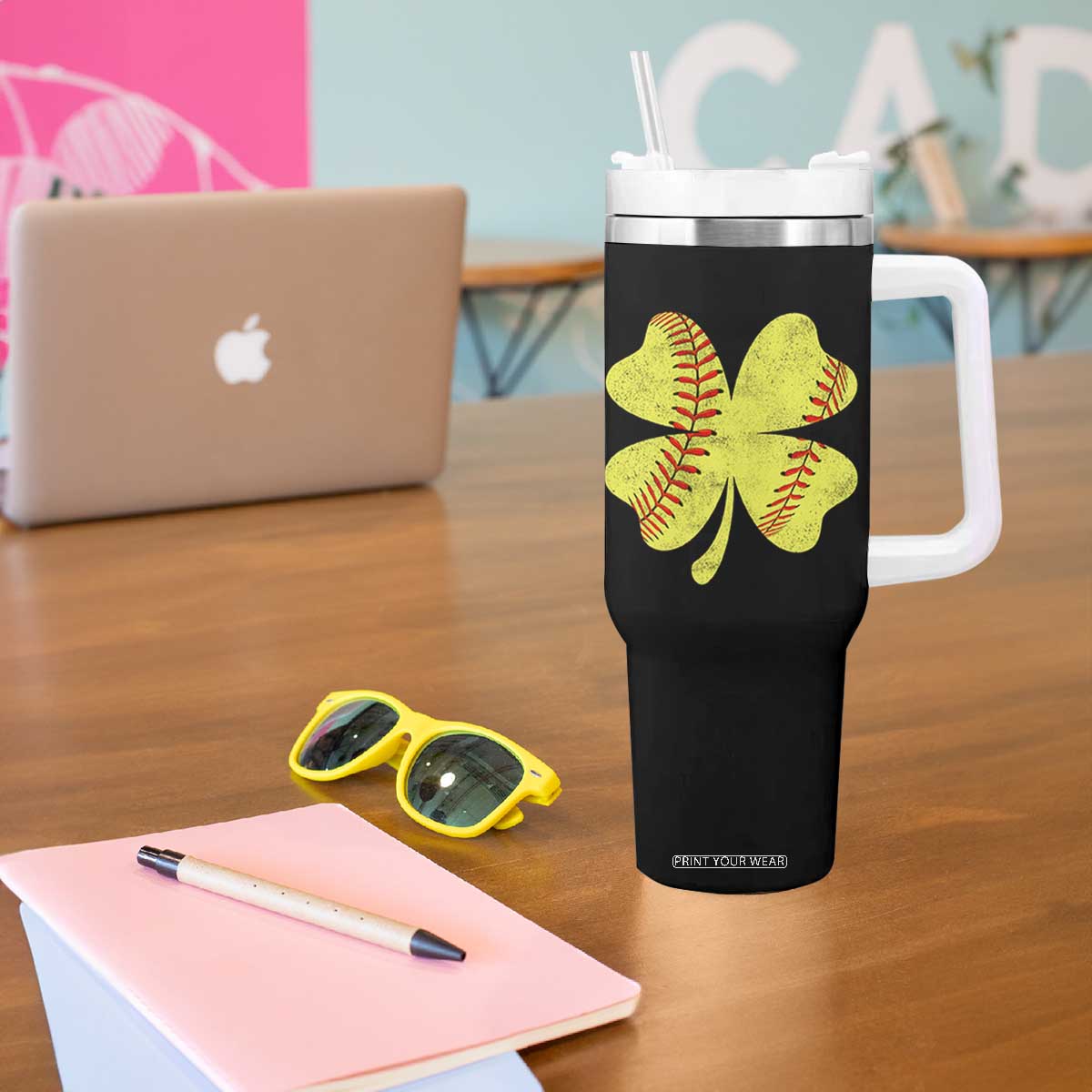 Softball St Patricks Day Irish Clover Sport Tumbler With Handle TS11 Print Your Wear