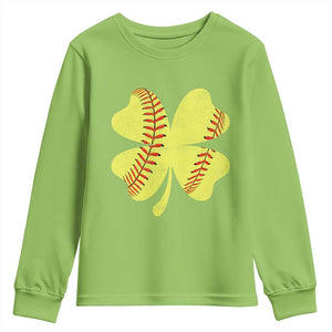 Softball St Patricks Day Irish Clover Sport Youth Sweatshirt TS11 Lime Print Your Wear
