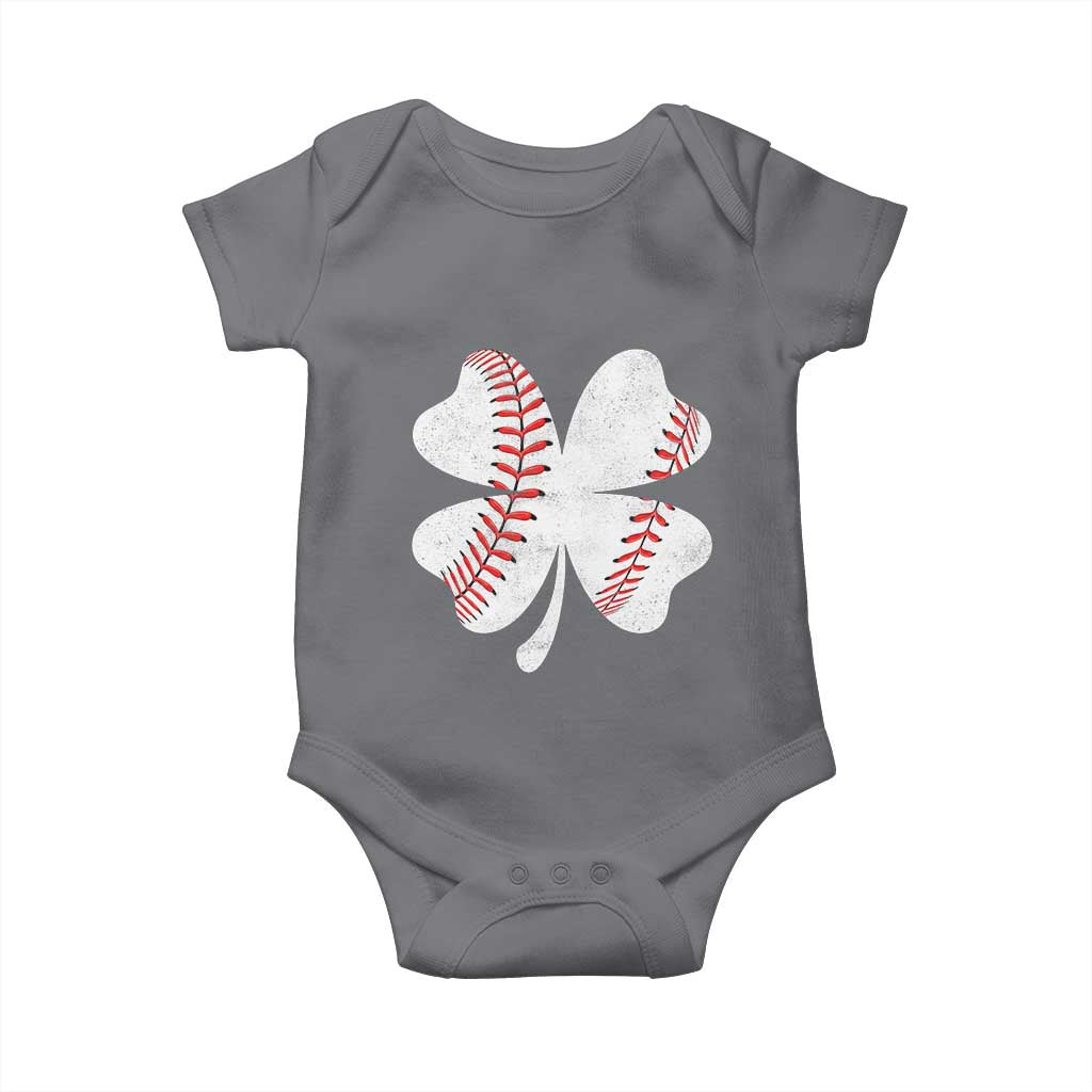 Funny Baseball St Patricks Day Vintage Clover Baby Onesie TS11 Charcoal Print Your Wear