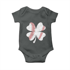 Funny Baseball St Patricks Day Vintage Clover Baby Onesie TS11 Dark Heather Print Your Wear