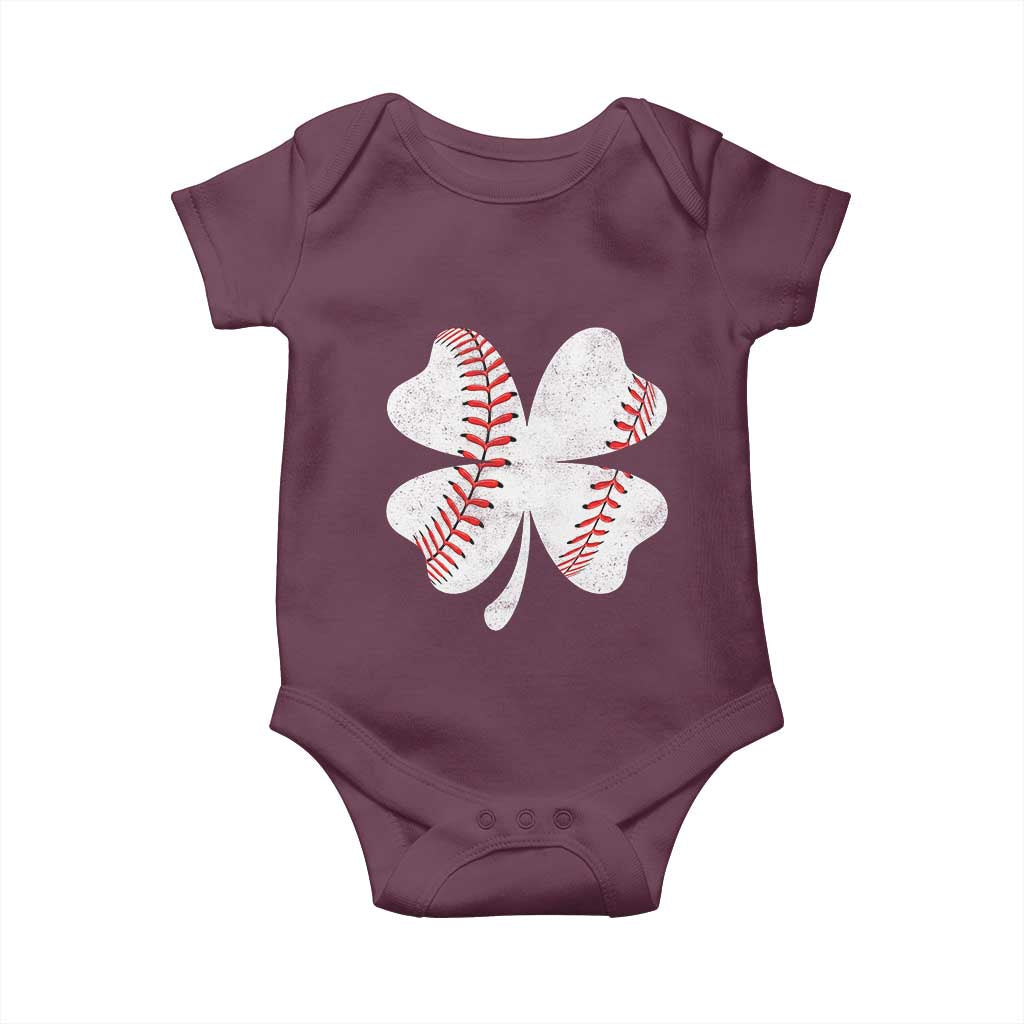 Funny Baseball St Patricks Day Vintage Clover Baby Onesie TS11 Maroon Print Your Wear