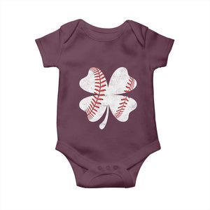 Funny Baseball St Patricks Day Vintage Clover Baby Onesie TS11 Maroon Print Your Wear