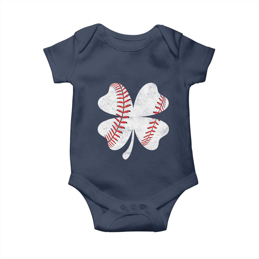 Funny Baseball St Patricks Day Vintage Clover Baby Onesie TS11 Navy Print Your Wear