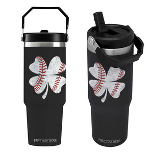 Funny Baseball St Patricks Day Vintage Clover Flip Straw Tumbler TS11 One Size: 30 oz Black Print Your Wear