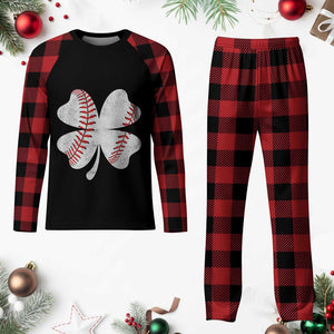 Funny Baseball St Patricks Day Vintage Clover Plaid Pajama Set TS11 Buffalo Plaid Print Your Wear