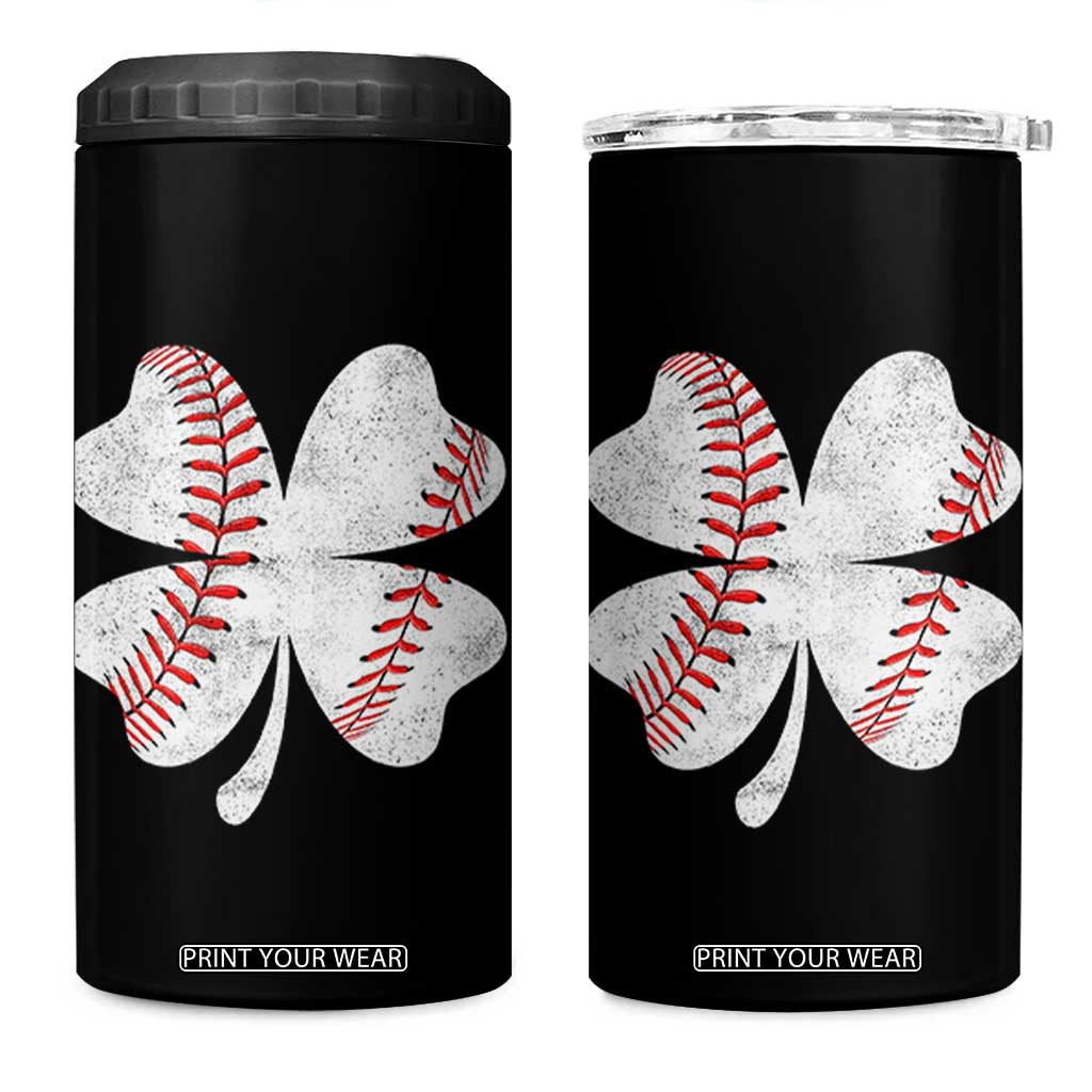 Funny Baseball St Patricks Day Vintage Clover 4 in 1 Can Cooler Tumbler TS11 One Size: 16 oz Black Print Your Wear