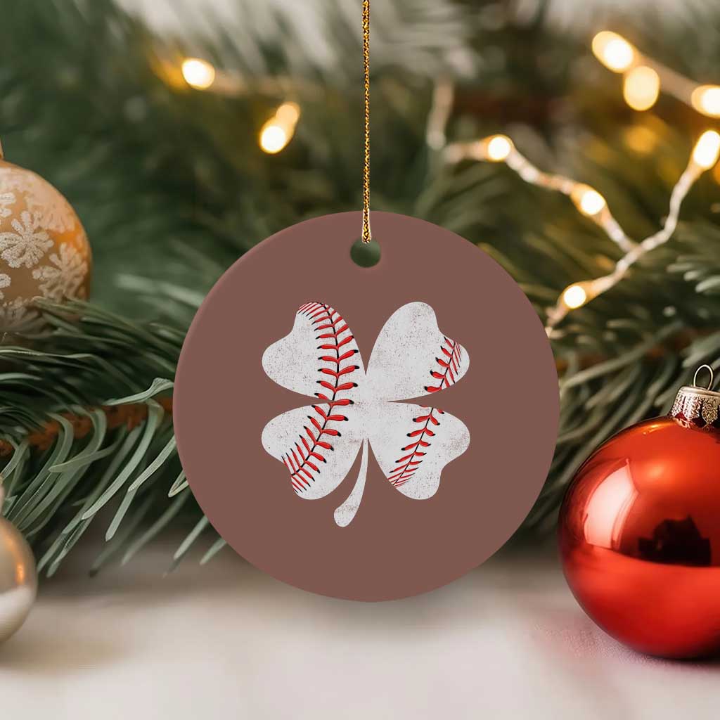 Funny Baseball St Patricks Day Vintage Clover Ceramic Ornament TS11 1pc Mocha Print Your Wear