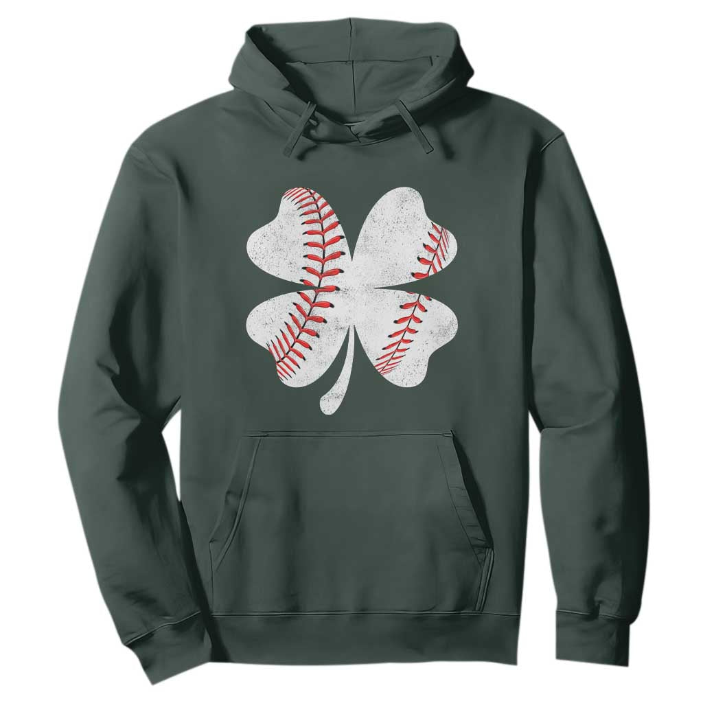 Funny Baseball St Patricks Day Vintage Clover Hoodie TS11 Dark Forest Green Print Your Wear