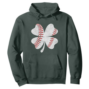Funny Baseball St Patricks Day Vintage Clover Hoodie TS11 Dark Forest Green Print Your Wear
