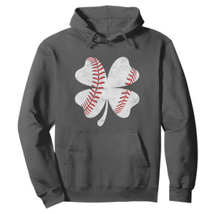 Funny Baseball St Patricks Day Vintage Clover Hoodie TS11 Dark Heather Print Your Wear