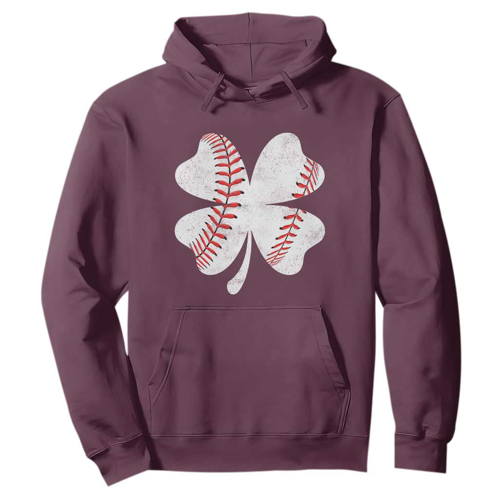 Funny Baseball St Patricks Day Vintage Clover Hoodie TS11 Maroon Print Your Wear