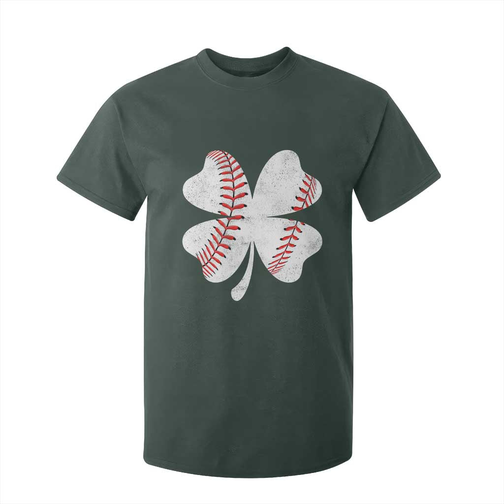 Funny Baseball St Patricks Day Vintage Clover T Shirt For Kid TS11 Dark Forest Green Print Your Wear