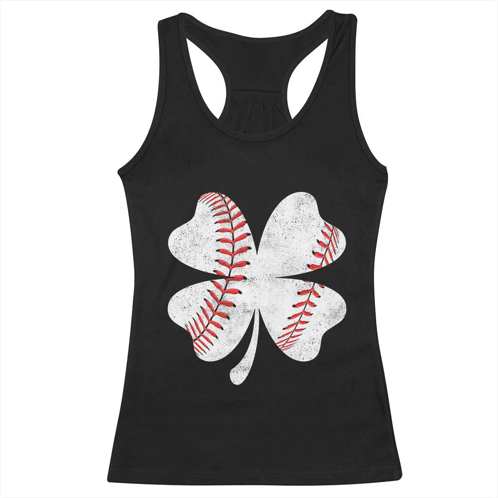 Funny Baseball St Patricks Day Vintage Clover Racerback Tank Top TS11 Black Print Your Wear