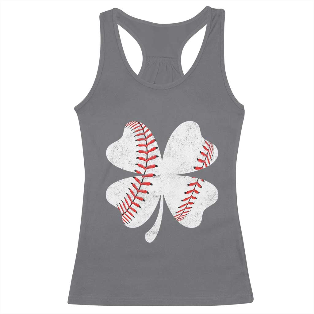 Funny Baseball St Patricks Day Vintage Clover Racerback Tank Top TS11 Charcoal Print Your Wear