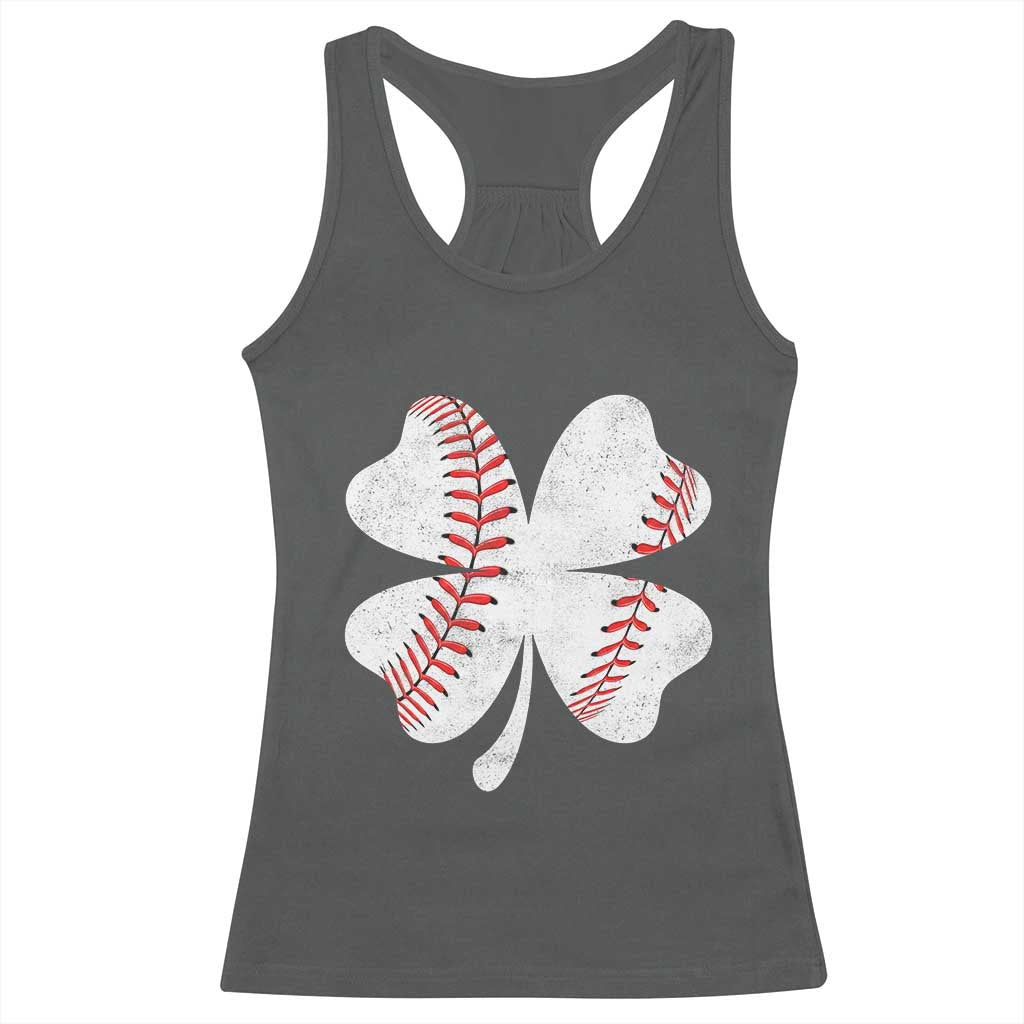 Funny Baseball St Patricks Day Vintage Clover Racerback Tank Top TS11 Dark Heather Print Your Wear