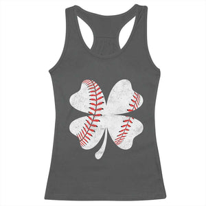 Funny Baseball St Patricks Day Vintage Clover Racerback Tank Top TS11 Dark Heather Print Your Wear