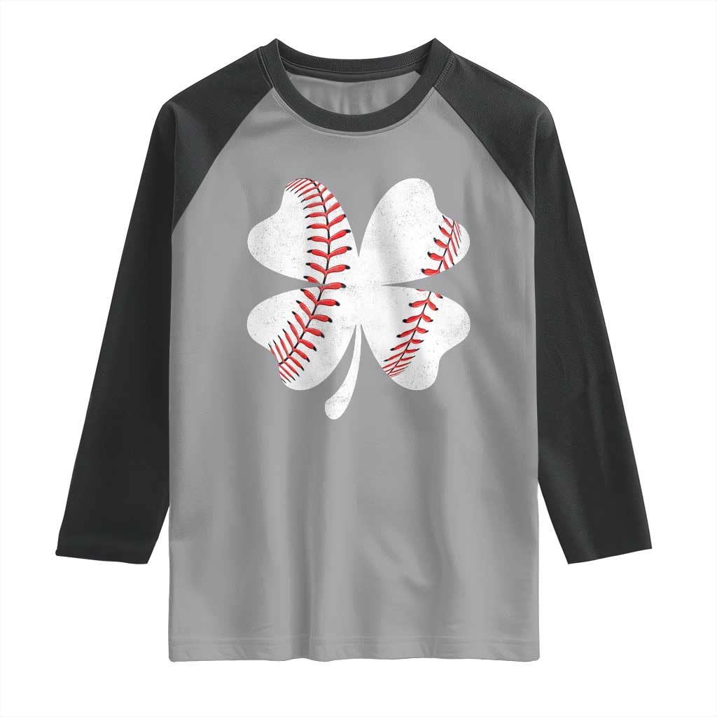 Funny Baseball St Patricks Day Vintage Clover Raglan Shirt TS11 Sport Gray Black Print Your Wear