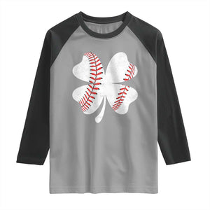 Funny Baseball St Patricks Day Vintage Clover Raglan Shirt TS11 Sport Gray Black Print Your Wear