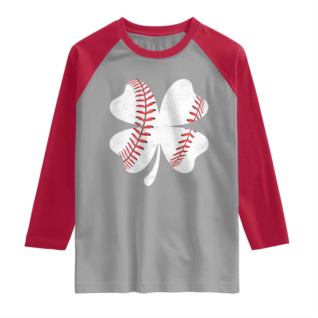 Funny Baseball St Patricks Day Vintage Clover Raglan Shirt TS11 Sport Gray Red Print Your Wear