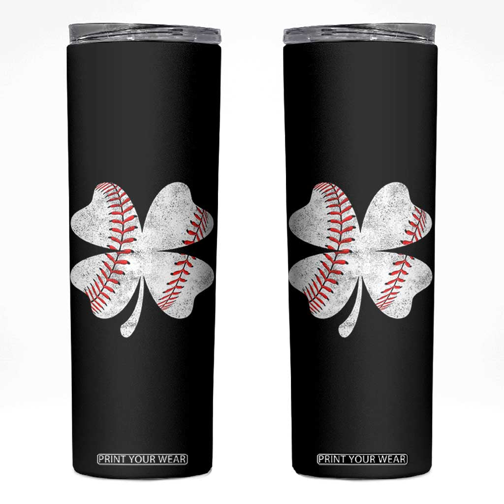 Funny Baseball St Patricks Day Vintage Clover Skinny Tumbler TS11 Black Print Your Wear