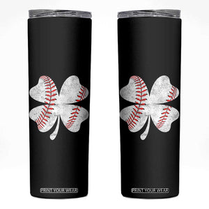 Funny Baseball St Patricks Day Vintage Clover Skinny Tumbler TS11 Black Print Your Wear