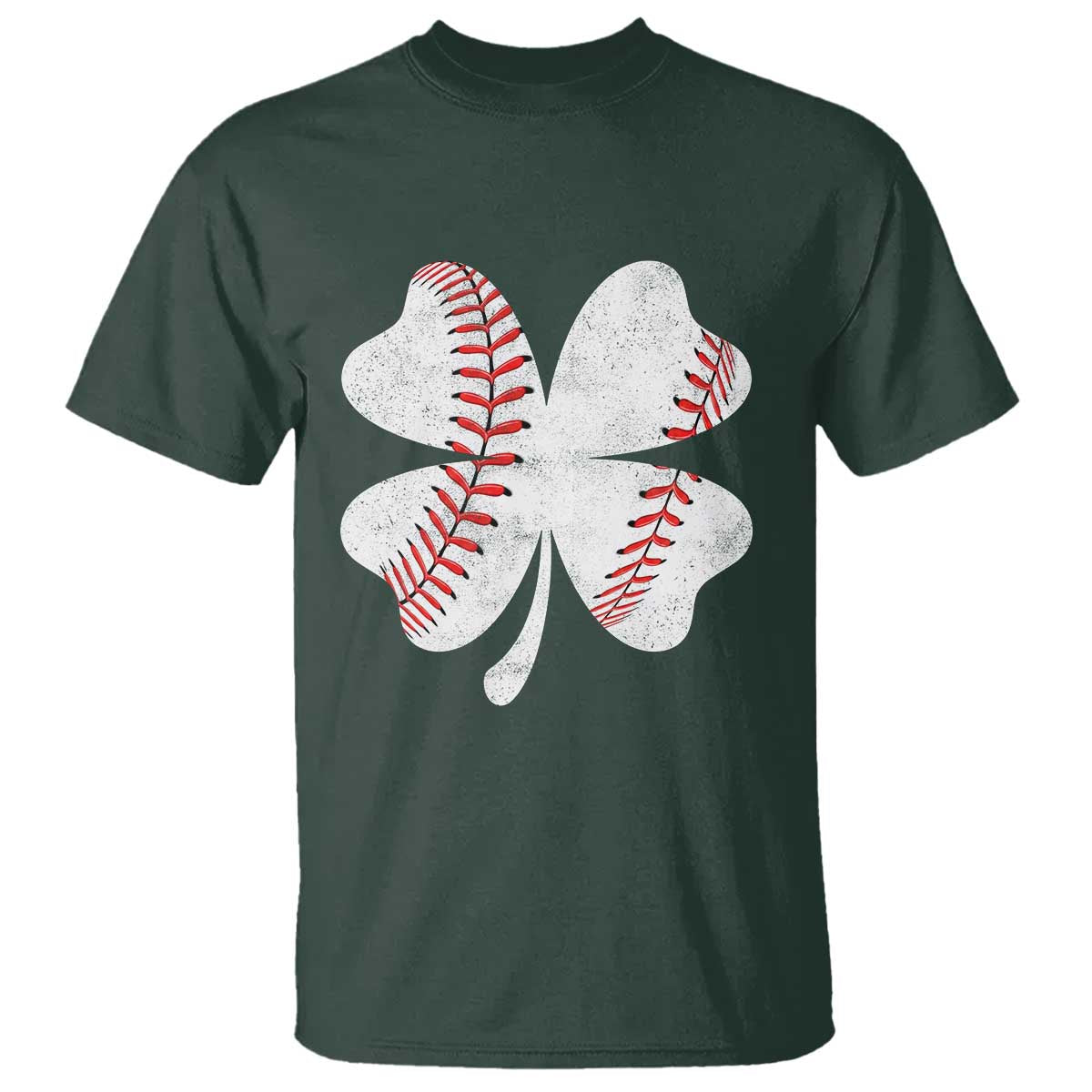 Funny Baseball St Patricks Day Vintage Clover T Shirt TS11 Dark Forest Green Print Your Wear