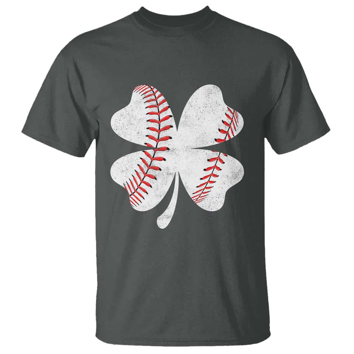 Funny Baseball St Patricks Day Vintage Clover T Shirt TS11 Dark Heather Print Your Wear