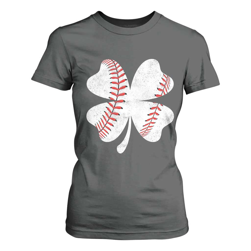 Funny Baseball St Patricks Day Vintage Clover T Shirt For Women TS11 Dark Heather Print Your Wear