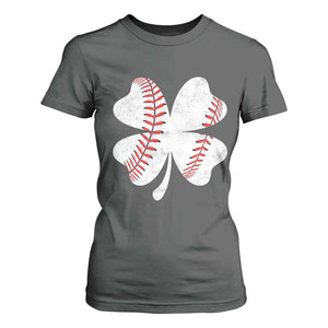 Funny Baseball St Patricks Day Vintage Clover T Shirt For Women TS11 Dark Heather Print Your Wear