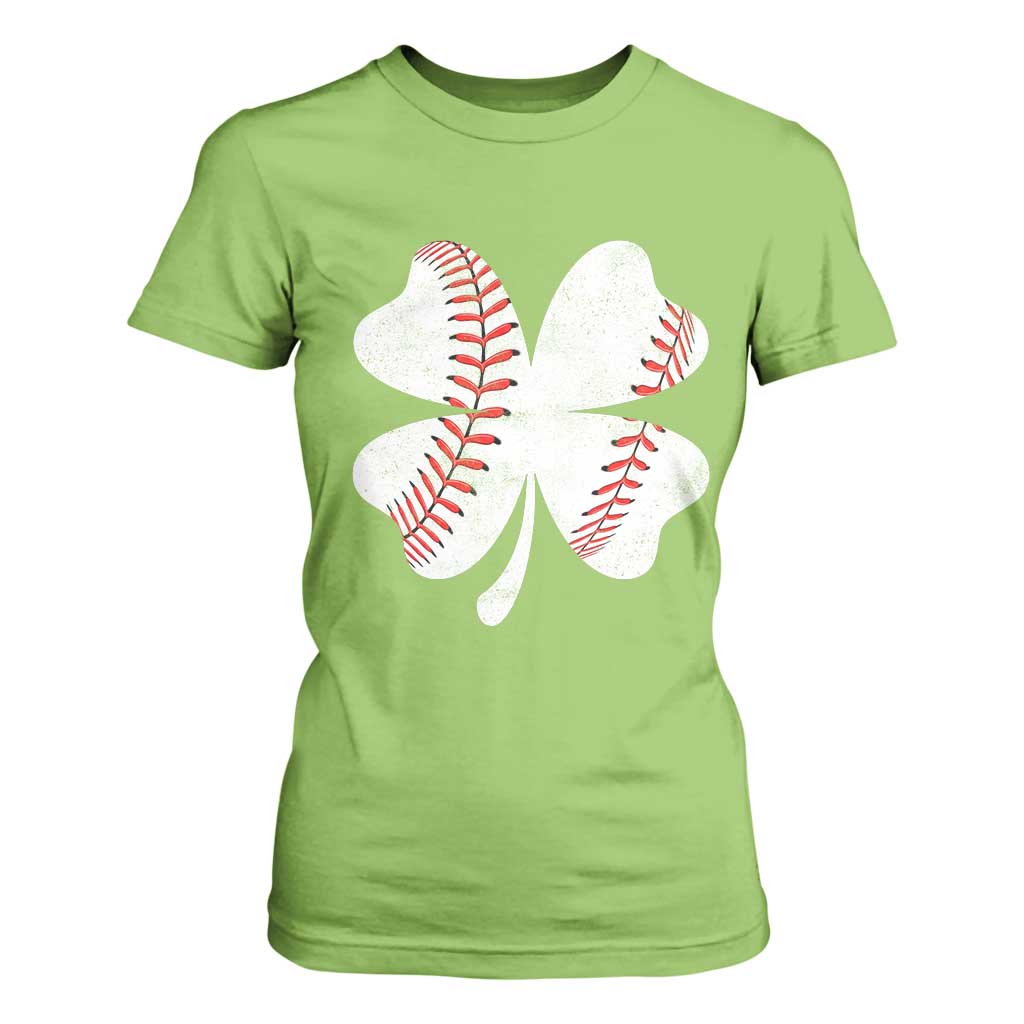 Funny Baseball St Patricks Day Vintage Clover T Shirt For Women TS11 Lime Print Your Wear