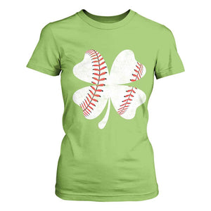 Funny Baseball St Patricks Day Vintage Clover T Shirt For Women TS11 Lime Print Your Wear