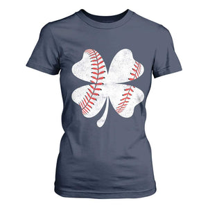 Funny Baseball St Patricks Day Vintage Clover T Shirt For Women TS11 Navy Print Your Wear