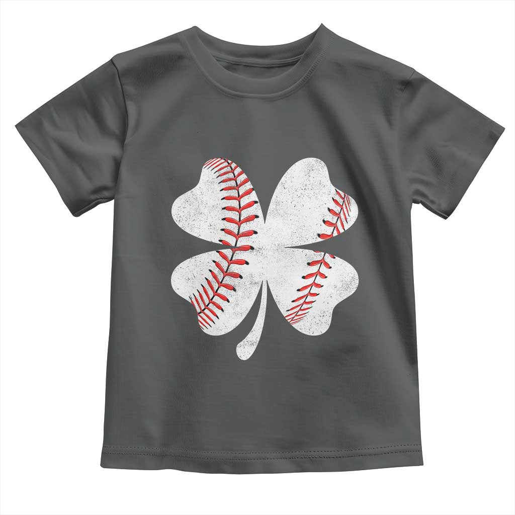 Funny Baseball St Patricks Day Vintage Clover Toddler T Shirt TS11 Dark Heather Print Your Wear