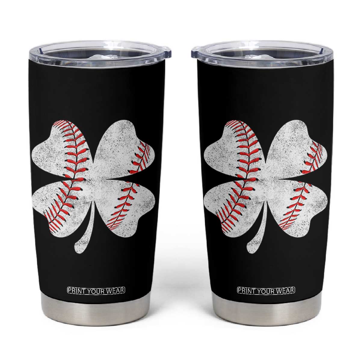 Funny Baseball St Patricks Day Vintage Clover Tumbler Cup TS11 Black Print Your Wear