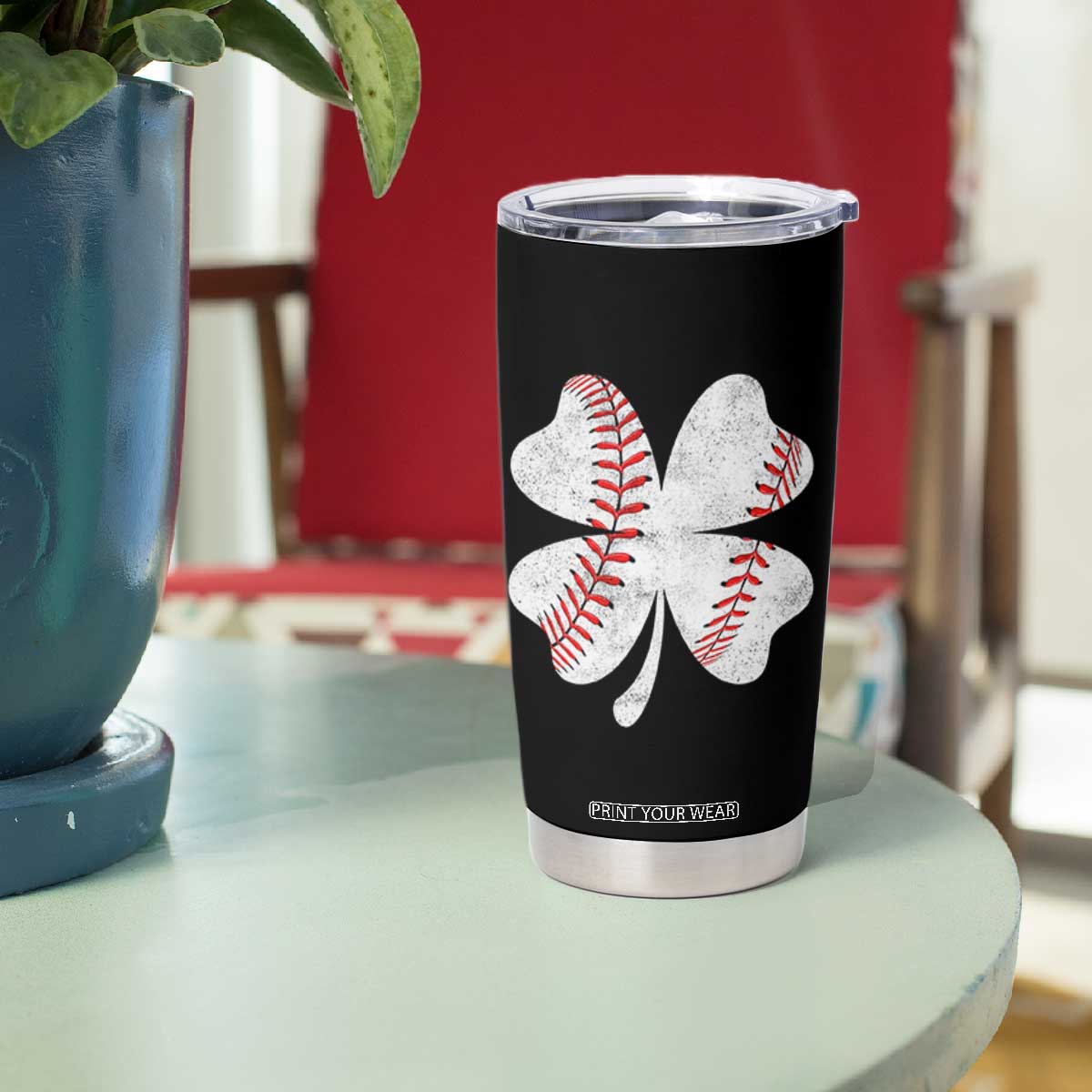 Funny Baseball St Patricks Day Vintage Clover Tumbler Cup TS11 Print Your Wear