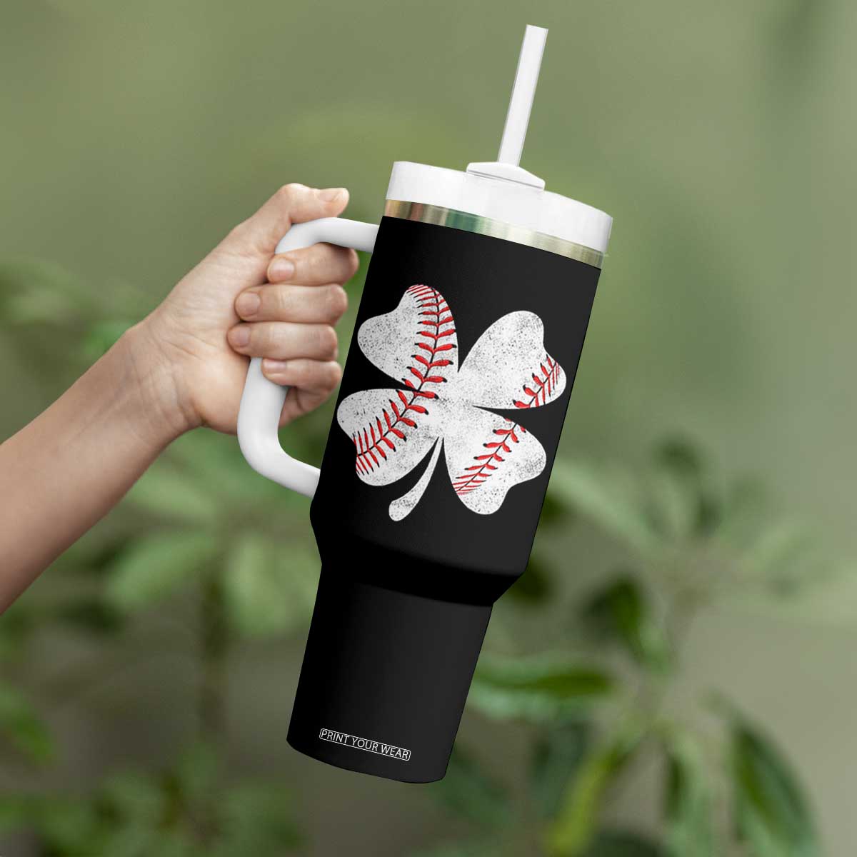 Funny Baseball St Patricks Day Vintage Clover Tumbler With Handle TS11 Print Your Wear