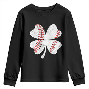 Funny Baseball St Patricks Day Vintage Clover Youth Sweatshirt TS11 Black Print Your Wear