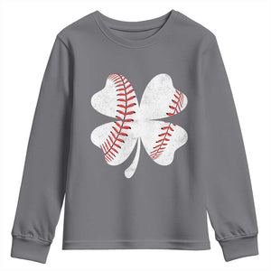 Funny Baseball St Patricks Day Vintage Clover Youth Sweatshirt TS11 Charcoal Print Your Wear