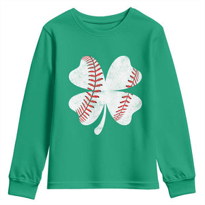 Funny Baseball St Patricks Day Vintage Clover Youth Sweatshirt TS11 Irish Green Print Your Wear