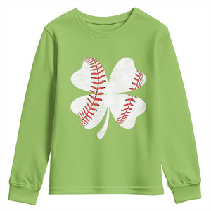 Funny Baseball St Patricks Day Vintage Clover Youth Sweatshirt TS11 Lime Print Your Wear