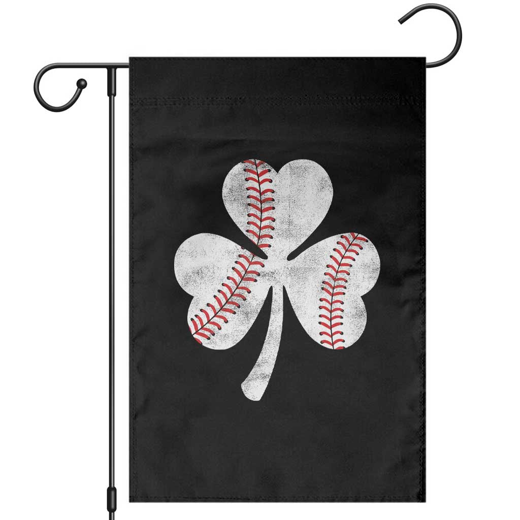 Funny Baseball St Patricks Day Distressed Shamrock Garden Flag TS11 Black Print Your Wear