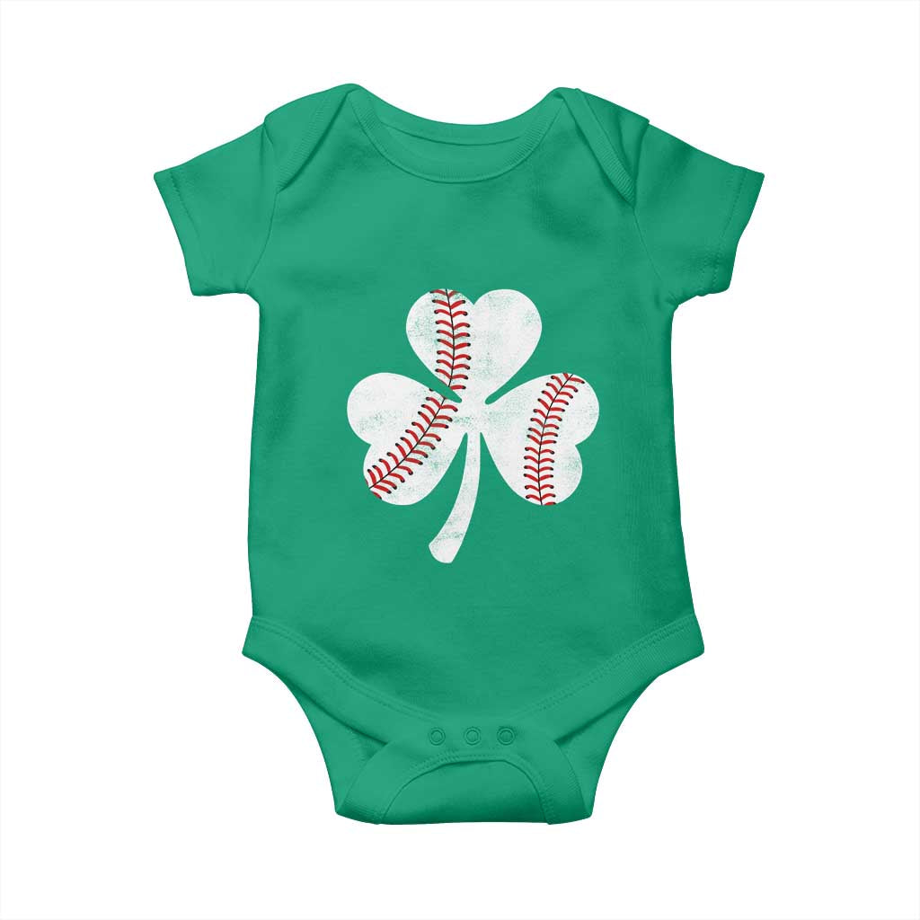 Funny Baseball St Patricks Day Distressed Shamrock Baby Onesie TS11 Irish Green Print Your Wear