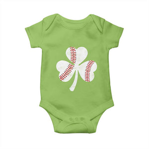 Funny Baseball St Patricks Day Distressed Shamrock Baby Onesie TS11 Lime Print Your Wear